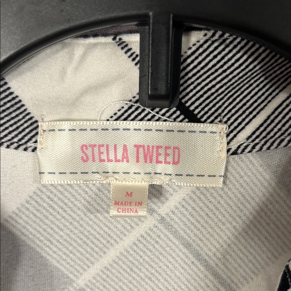 Stella Tweed Monochrome Plaid Button Shirt Dress - Picture 2 of 5